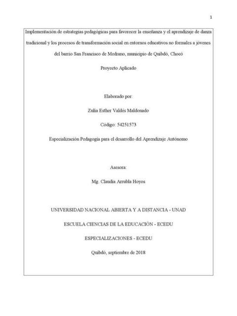 Implementación de estrategias pedagógicas para favorecer la enseñanza y el aprendizaje de la danza tradicional y los procesos de transformación social