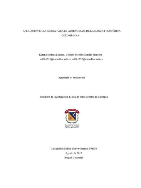 Implementación de un aplicativo multimedia para el aprendizaje, de la danza folklórica colombiana