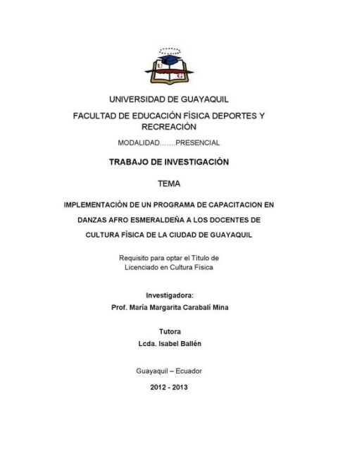 Implementación de un programa de capacitación en danzas afro Esmeraldeña