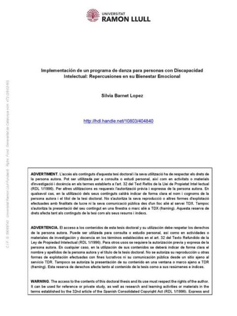 Implementación de un programa de danza para personas con Discapacidad Intelectual