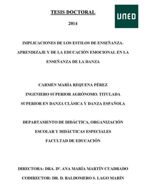 Implicaciones de los estilos de enseñanza aprendizaje y de la educación emocional en la enseñanza de la danza