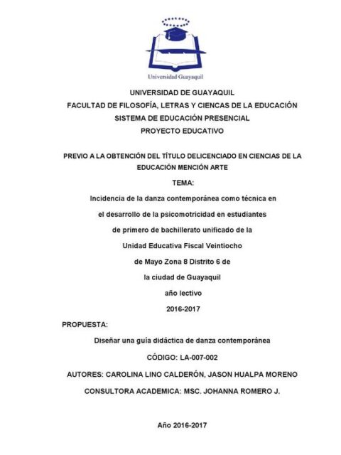 Incidencia de la danza contemporánea como técnica en el desarrollo de la psicomotricidad