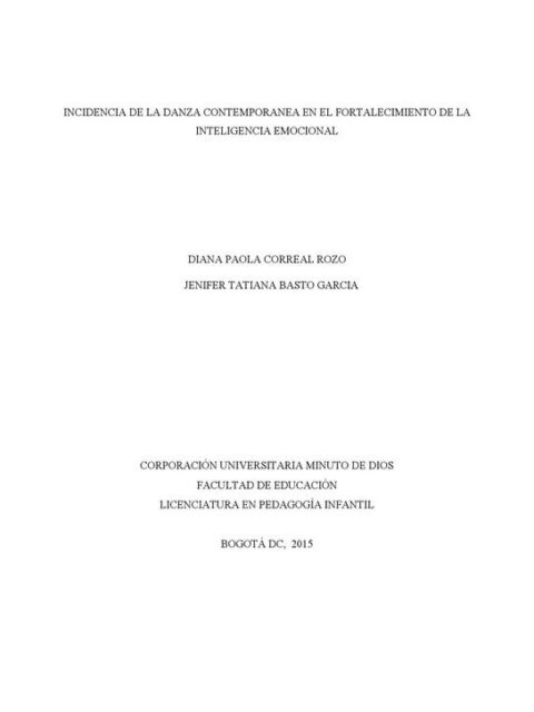 Incidencia de la danza contemporánea en el fortalecimiento de la inteligencia emocional