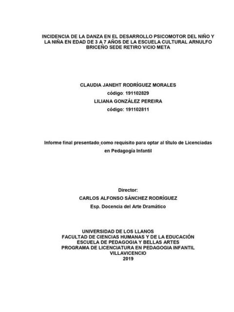 Incidencia de la Danza en el Desarrollo Psicomotor del Niño y la Niña