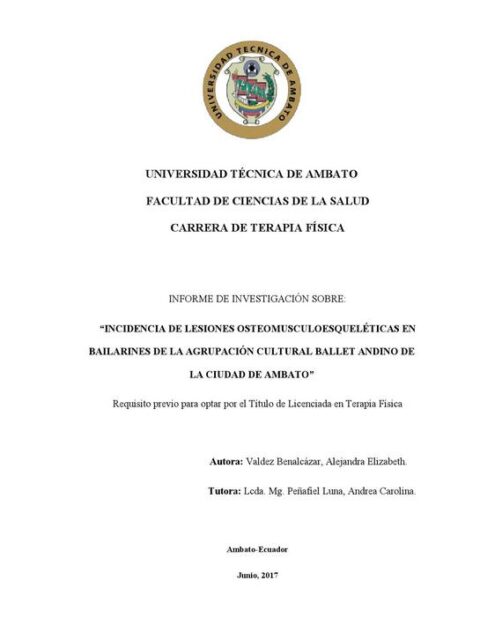Incidencia de lesiones osteomusculoesqueléticas en bailarines de la agrupación cultural ballet andino