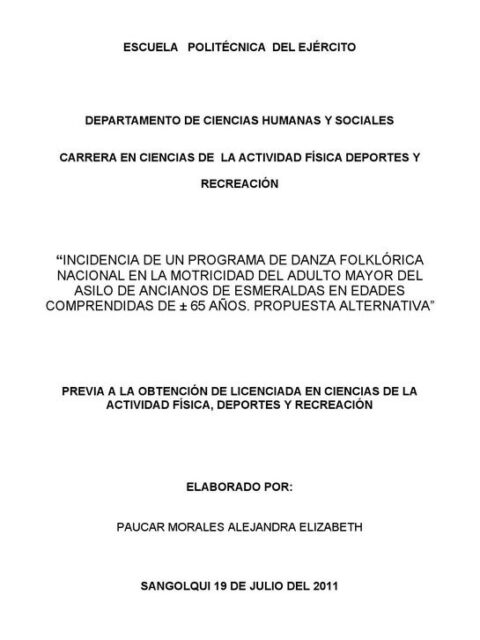 Incidencia de un programa de danza folklórica Nacional en la motricidad del adulto mayor