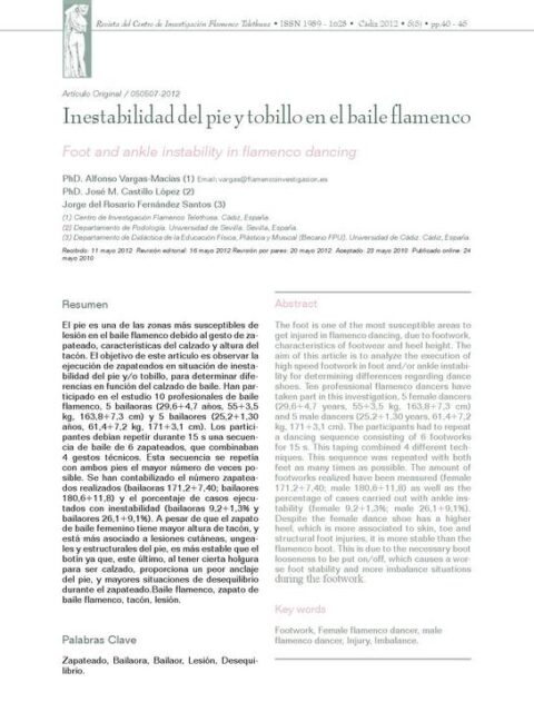 Inestabilidad del pie y tobillo en el baile flamenco