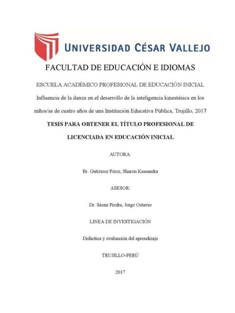 Influencia de la danza en el desarrollo de la inteligencia kinestésica en los niños/as de cuatro años