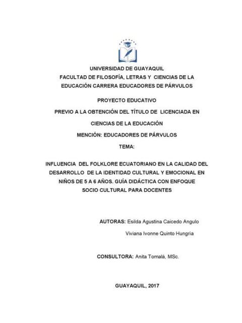 Influencia del folklore ecuatoriano en la calidad del desarrollo de la identidad cultural y emocional en niños de 5 a 6 años