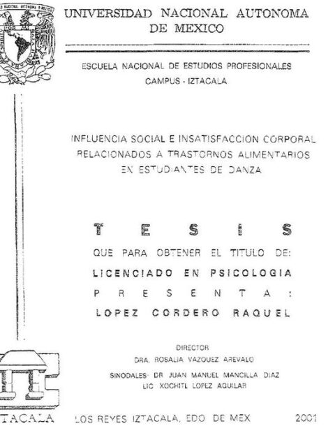 Influencia social e insatisfaccion corporal relacionados a trastornos alimentarios en estudiantes de danza
