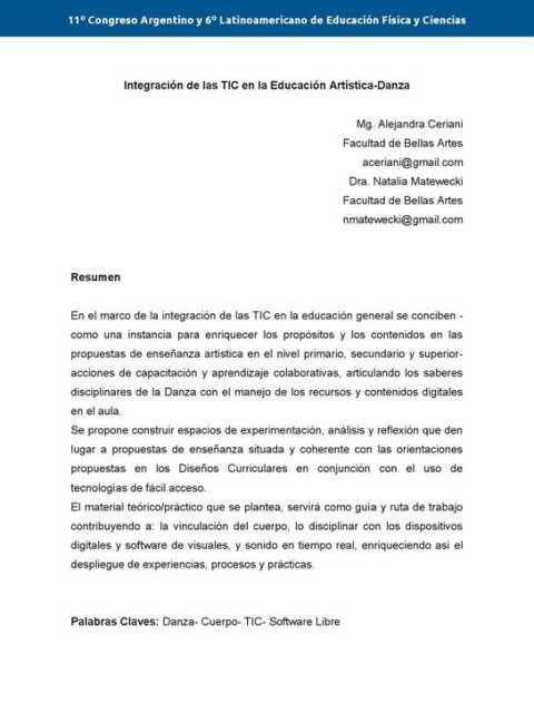 Integración de las TIC en la educación artística-danza
