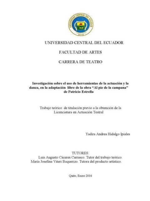 Investigación sobre el uso de herramientas de la actuación y la danza