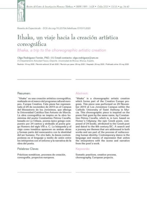 Ithaka, un viaje hacia la creación artística coreográfica