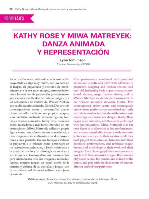 Kathy Rose y Miwa Matreyek: danza animada y representación