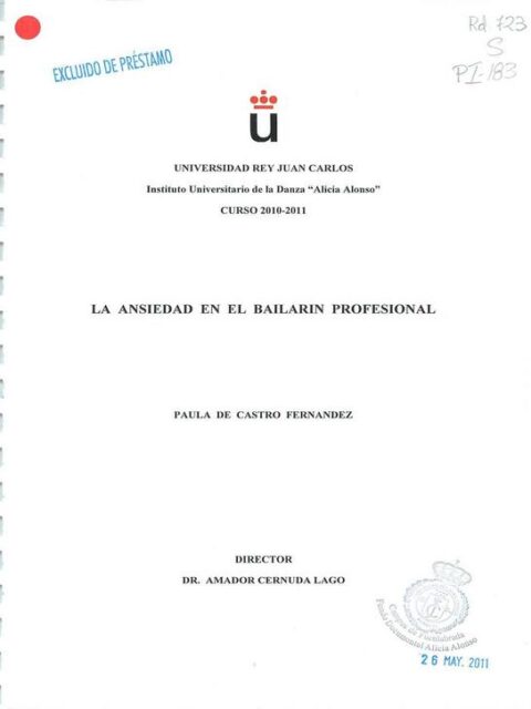 La ansiedad en el bailarín profesional