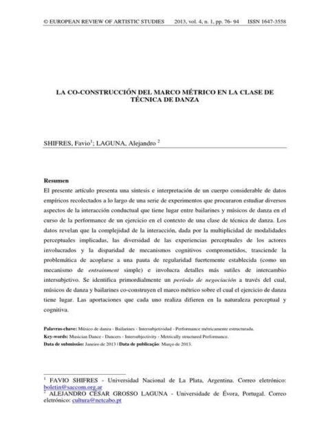La co-construcción del marco métrico en la clase de técnica de danza