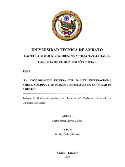 La comunicación interna del Ballet internacional América Andina y su imagen corporativa