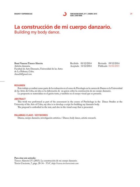 La construcción de mi cuerpo danzario