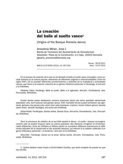 La creación del baile al suelto vasco