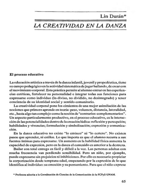 La creatividad en la danza