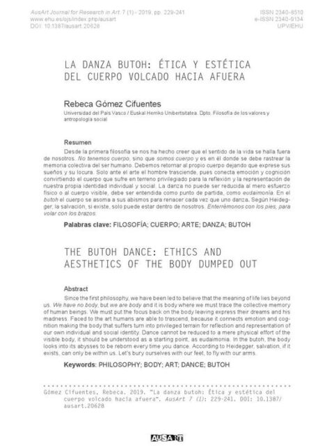 La danza butoh: ética y estética del cuerpo volcado hacia afuera