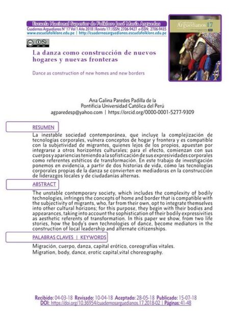La danza como construcción de nuevos hogares y nuevas fronteras
