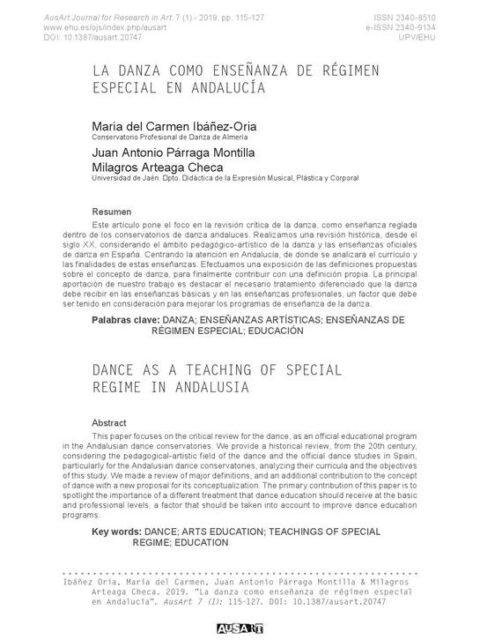 La danza como enseñanza de régimen especial en Andalucía
