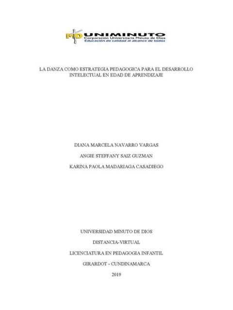 La danza como estrategia pedagógica para el desarrollo intelectual en edad de aprendizaje