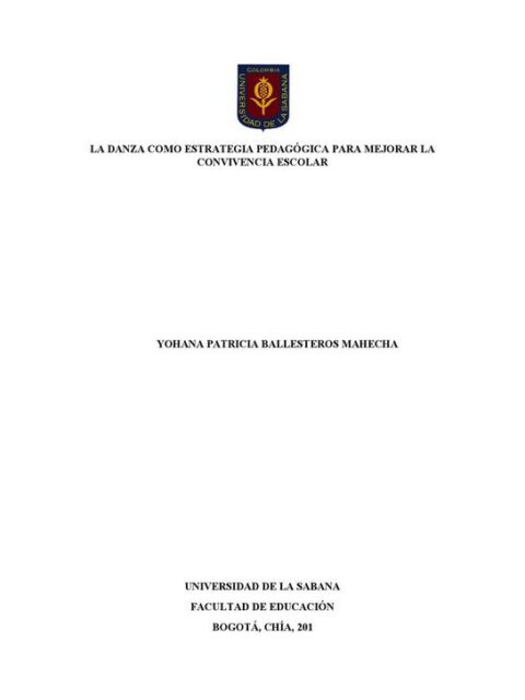 La danza como estrategia pedagógica para mejorar la convivencia escolar