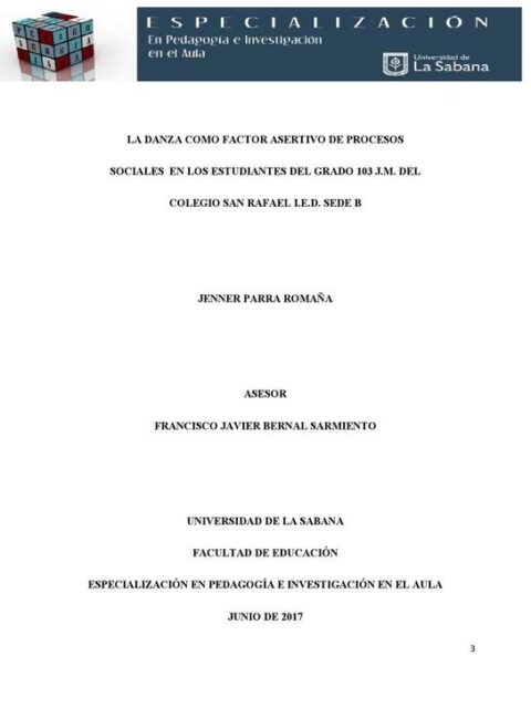 La danza como factor asertivo de procesos sociales en los estudiantes del grado 103 JM