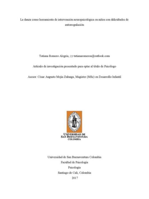 La danza como herramienta de intervención neuropsicológica en niños con dificultades de autorregulación