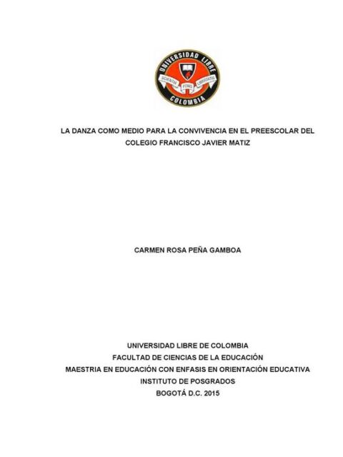 La danza como medio para la convivencia en el preescolar del Colegio Francisco Javier Matiz
