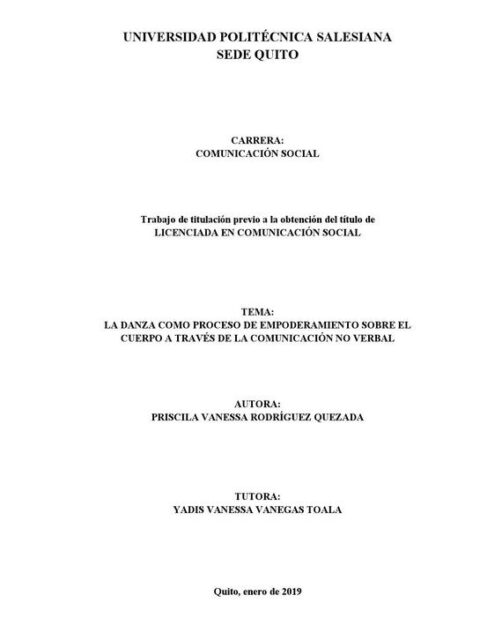 La danza como proceso de empoderamiento sobre el cuerpo a través de la comunicación no verbal