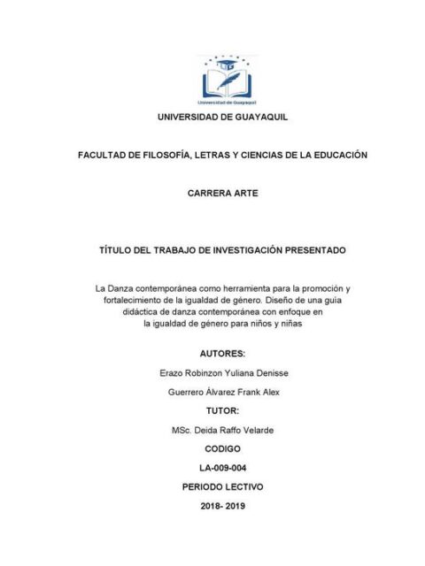 La danza contemporánea como herramienta para la promoción y fortalecimiento de la igualdad de género