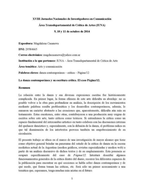 La danza contemporánea y su escritura crítica