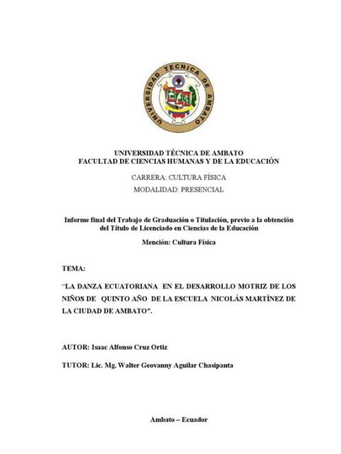 La danza ecuatoriana en el desarrollo motriz de los niños