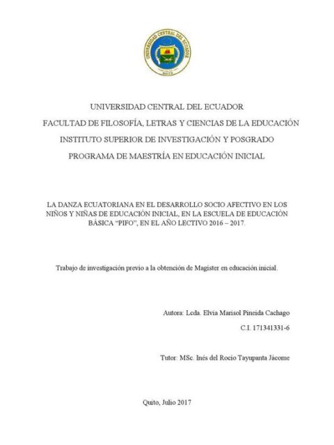 La danza ecuatoriana en el desarrollo socio afectivo en los niños y niñas de educación inicial
