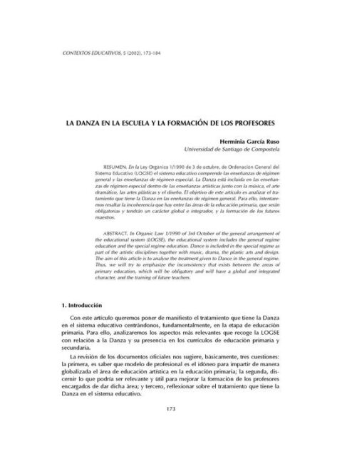La danza en la escuela y la formación de los profesores