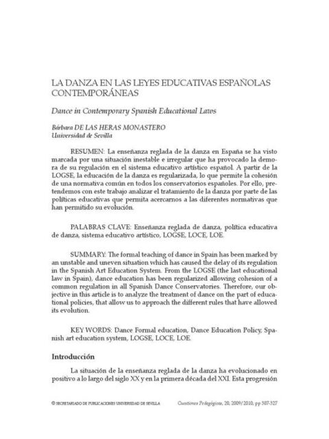 La danza en las leyes educativas españolas contemporáneas