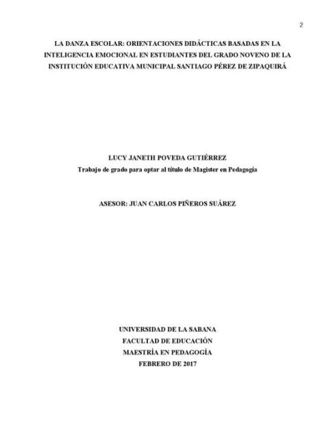 La danza escolar: Orientaciones didácticas basadas en la inteligencia emocional en estudiantes del grado noveno