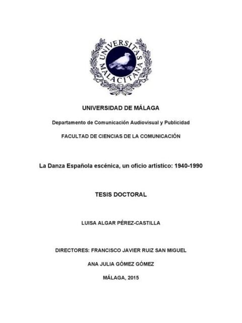 La danza española escénica, un oficio artístico (1940-1990)