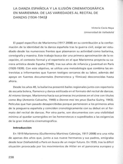 La danza española y la ilusión cinematográfica en Mariemma: