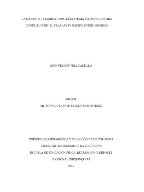 La danza folclórica como estrategia pedagógica para contribuir en el trabajo en equipo entre géneros