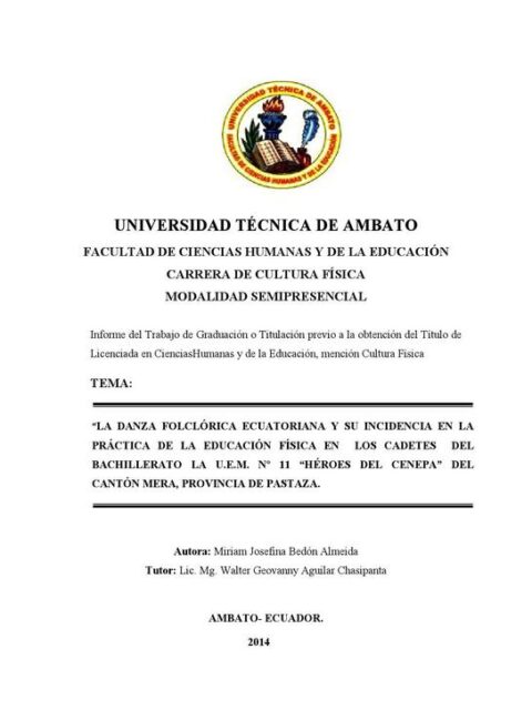 La danza folclórica ecuatoriana y su incidencia en la práctica de la educación física en los cadetes