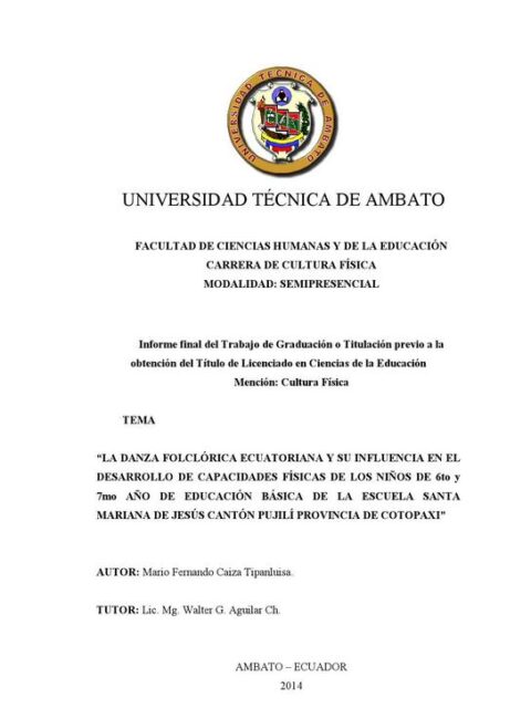 La danza folclórica ecuatoriana y su influencia en el desarrollo de capacidades físicas de los niños