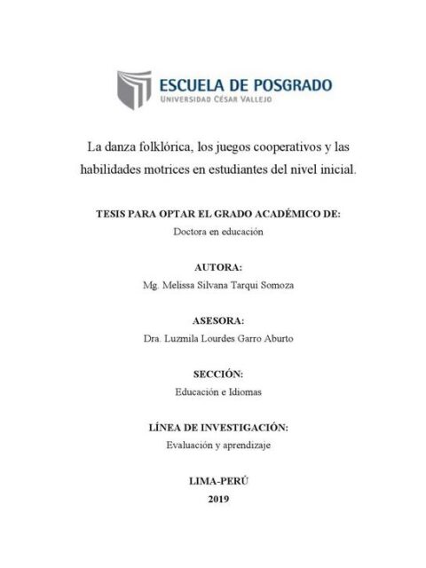 La danza folklórica, los juegos cooperativos y las habilidades motrices en estudiantes del nivel inicial