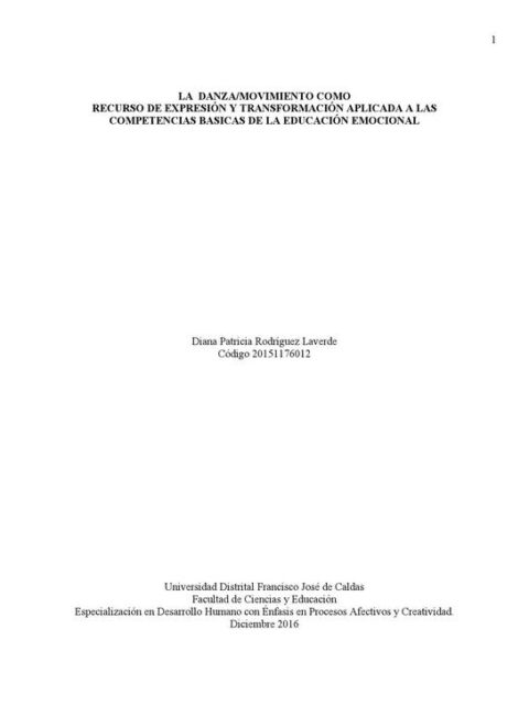 La Danza/Movimiento como Recurso de Expresión y Transformación