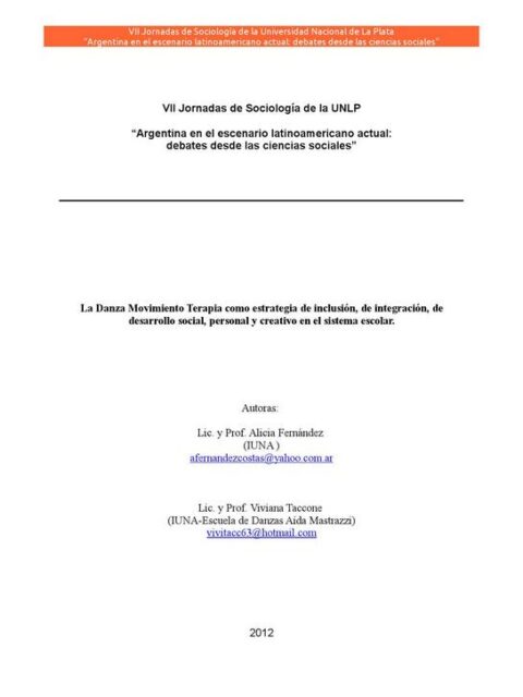 La danza movimiento terapia como estrategia de inclusión, de integración, de desarrollo social, personal y creativo en el sistema escolar