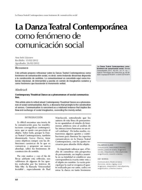 La Danza Teatral Contemporánea
