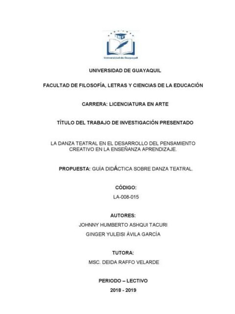 La danza teatral en el desarrollo del pensamiento creativo en la enseñanza aprendizaje